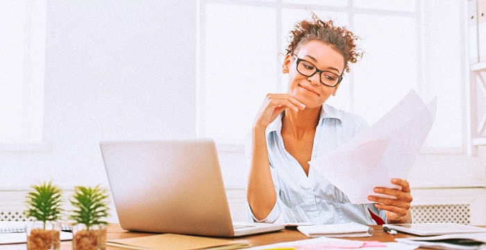 Lady working on a laptop